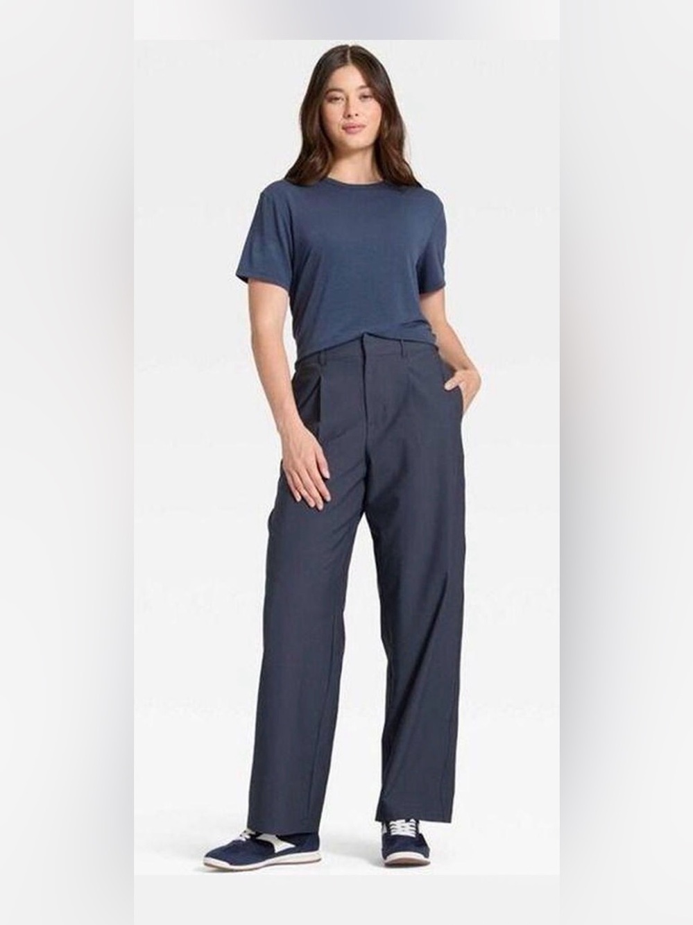 NWT All in Motion High Rise Woven Trousers Navy Blue Size Small - Picture 12 of 13